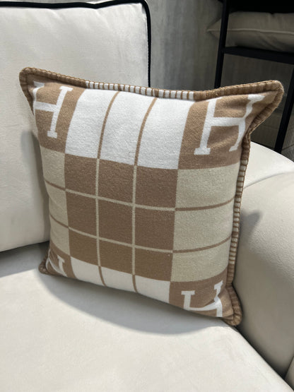 Luxury H Pillow - Beige Plaid