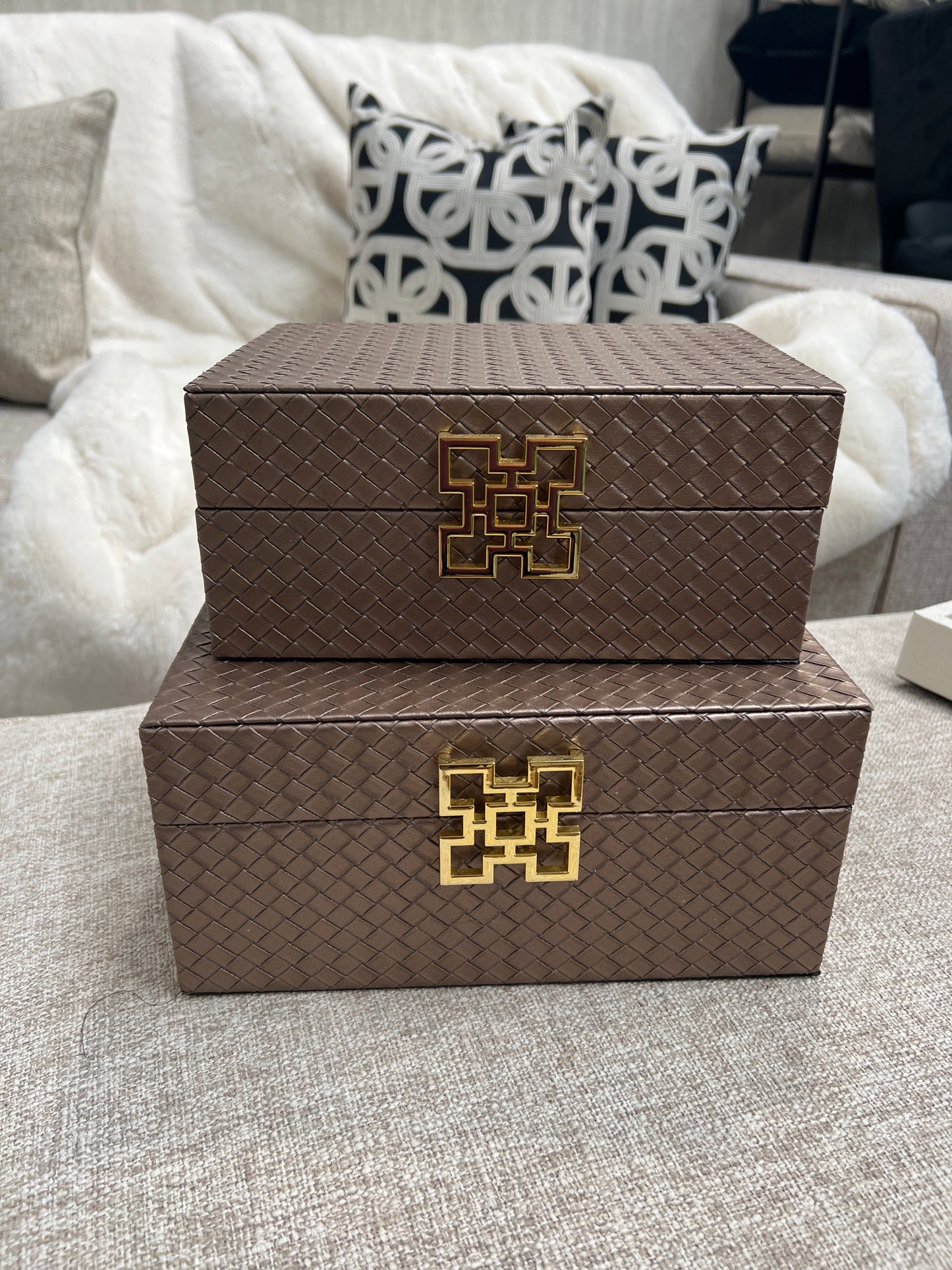 Bronze Faux Leather Boxes