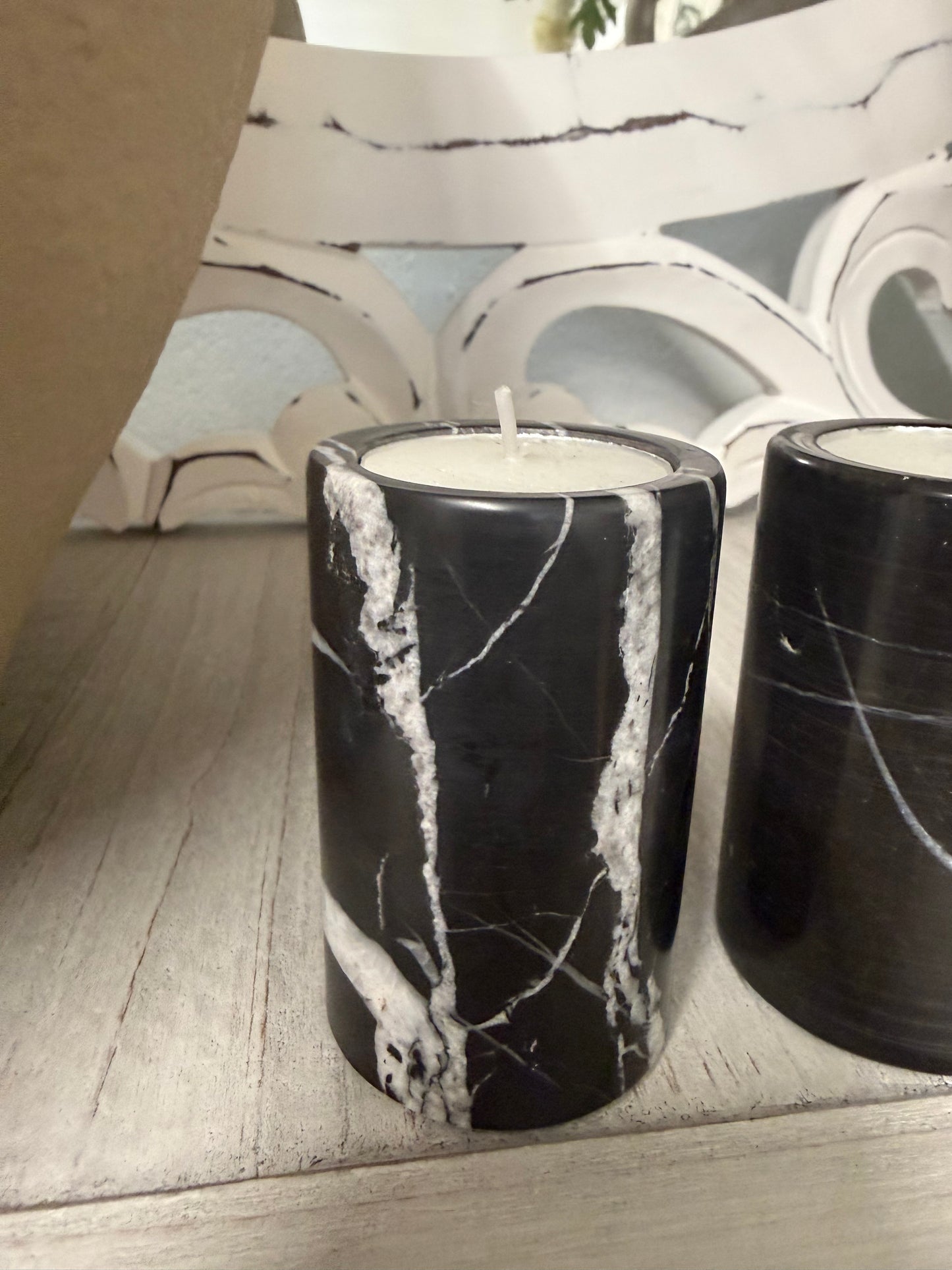 Marble Pillar Tea Light Set