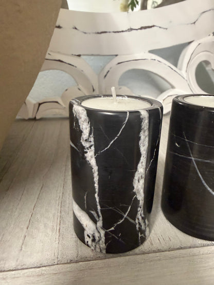 Marble Pillar Tea Light Set