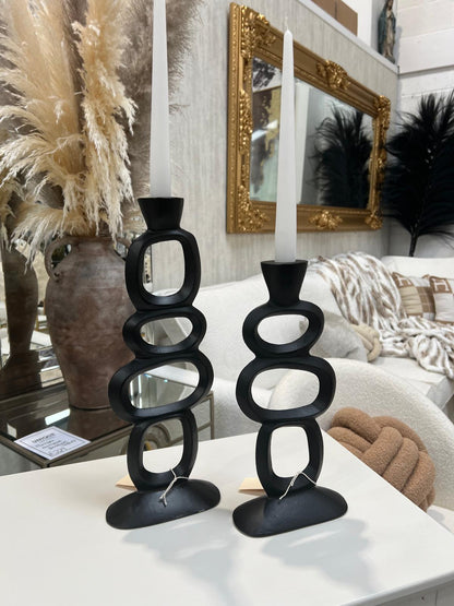 Black Sculptural Candle Holders