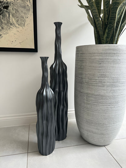 Grey Waved Vase