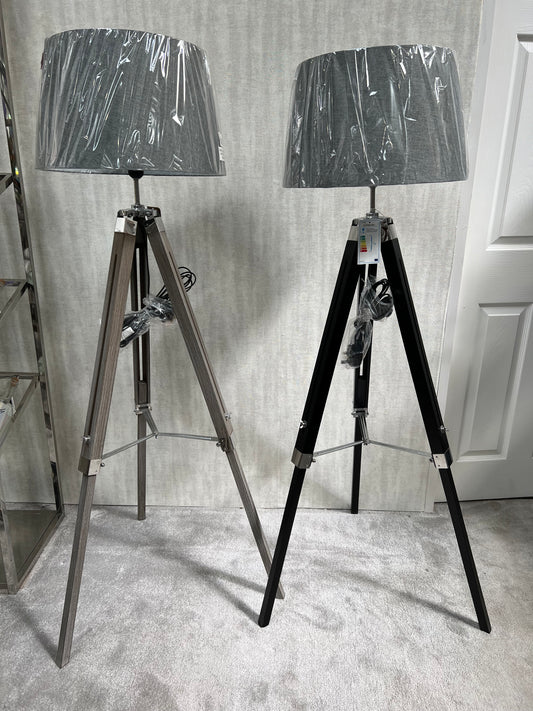 Hollywood Style Wooden Tripod Floor Lamp.