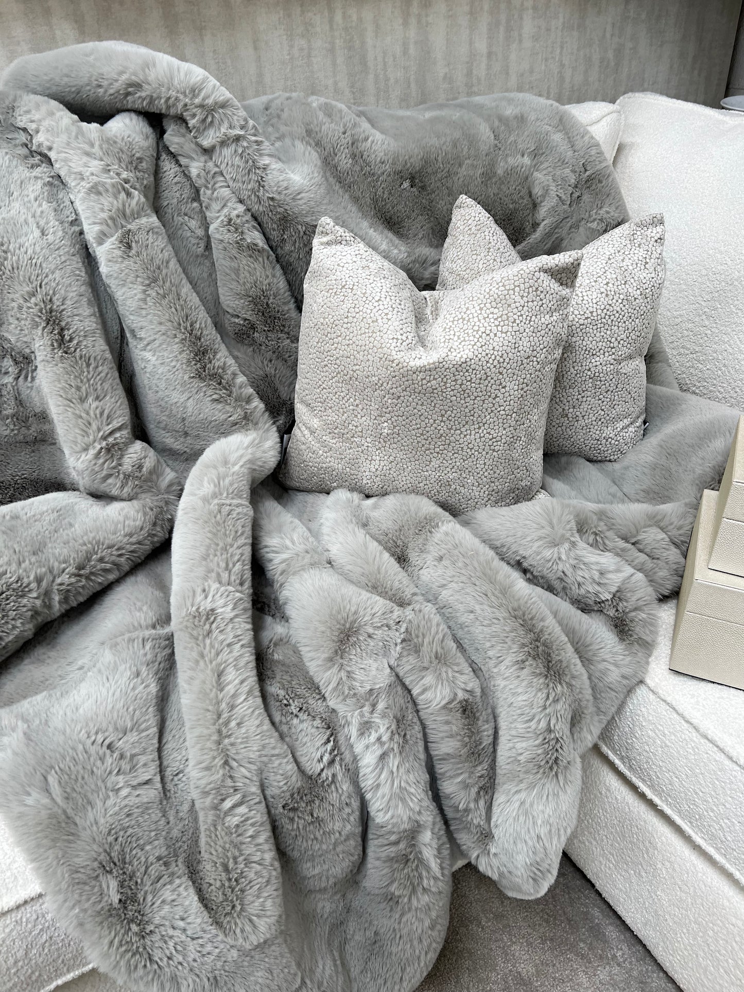 Rapture Grey Faux Fur Throw