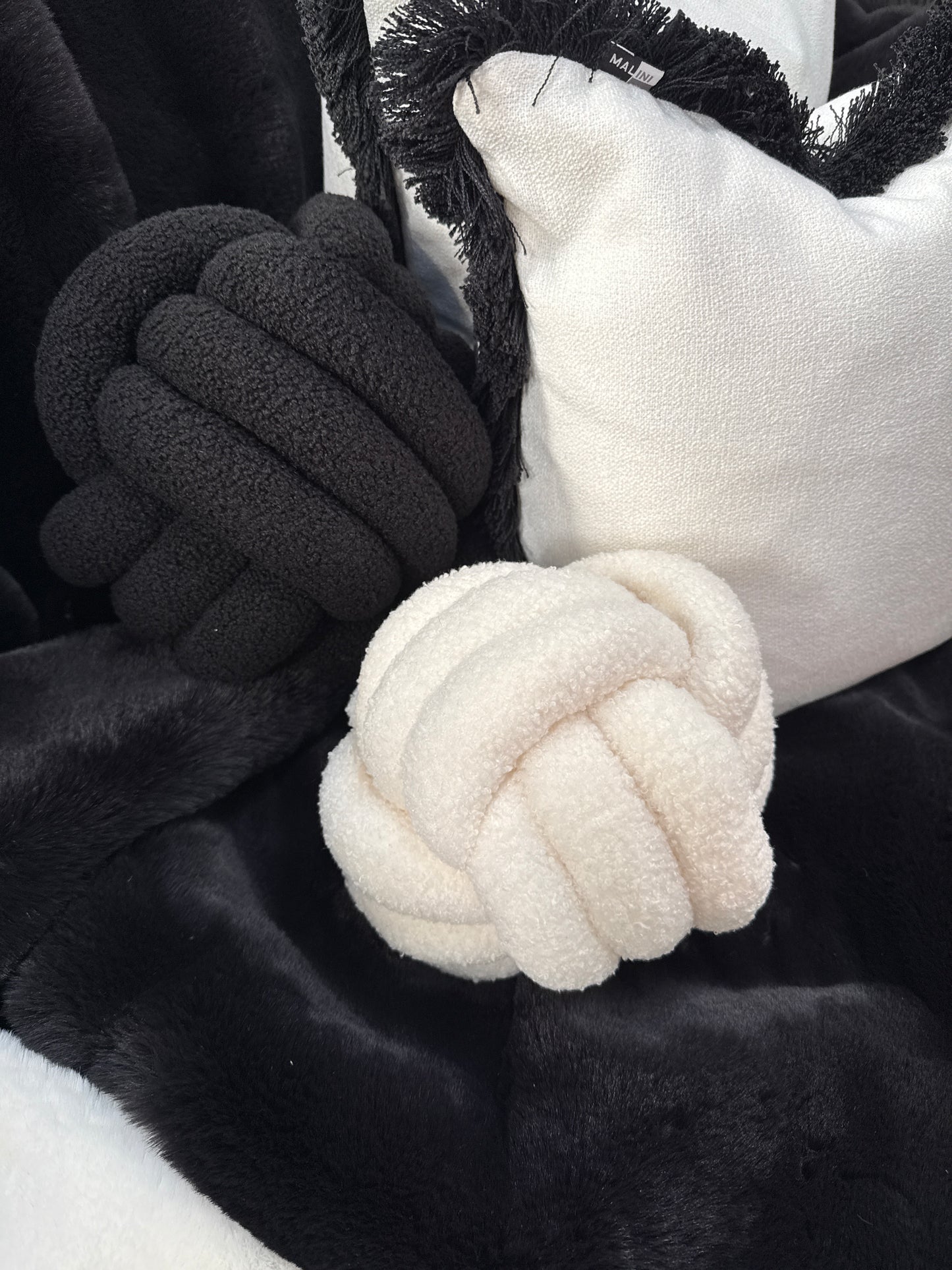 Ivory Knot Boucle Cushion