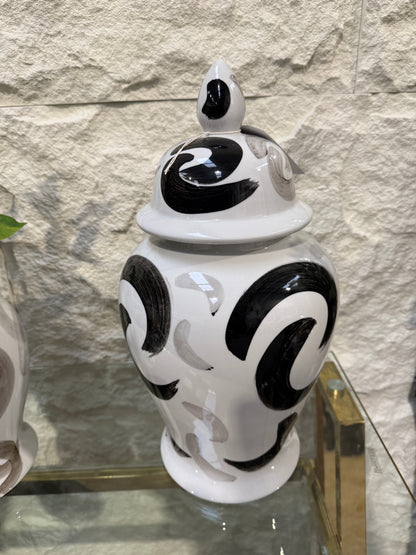 Ginger Jars Black/ White Swirl