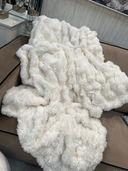 Cream Chunky Ribbed Faux Fur