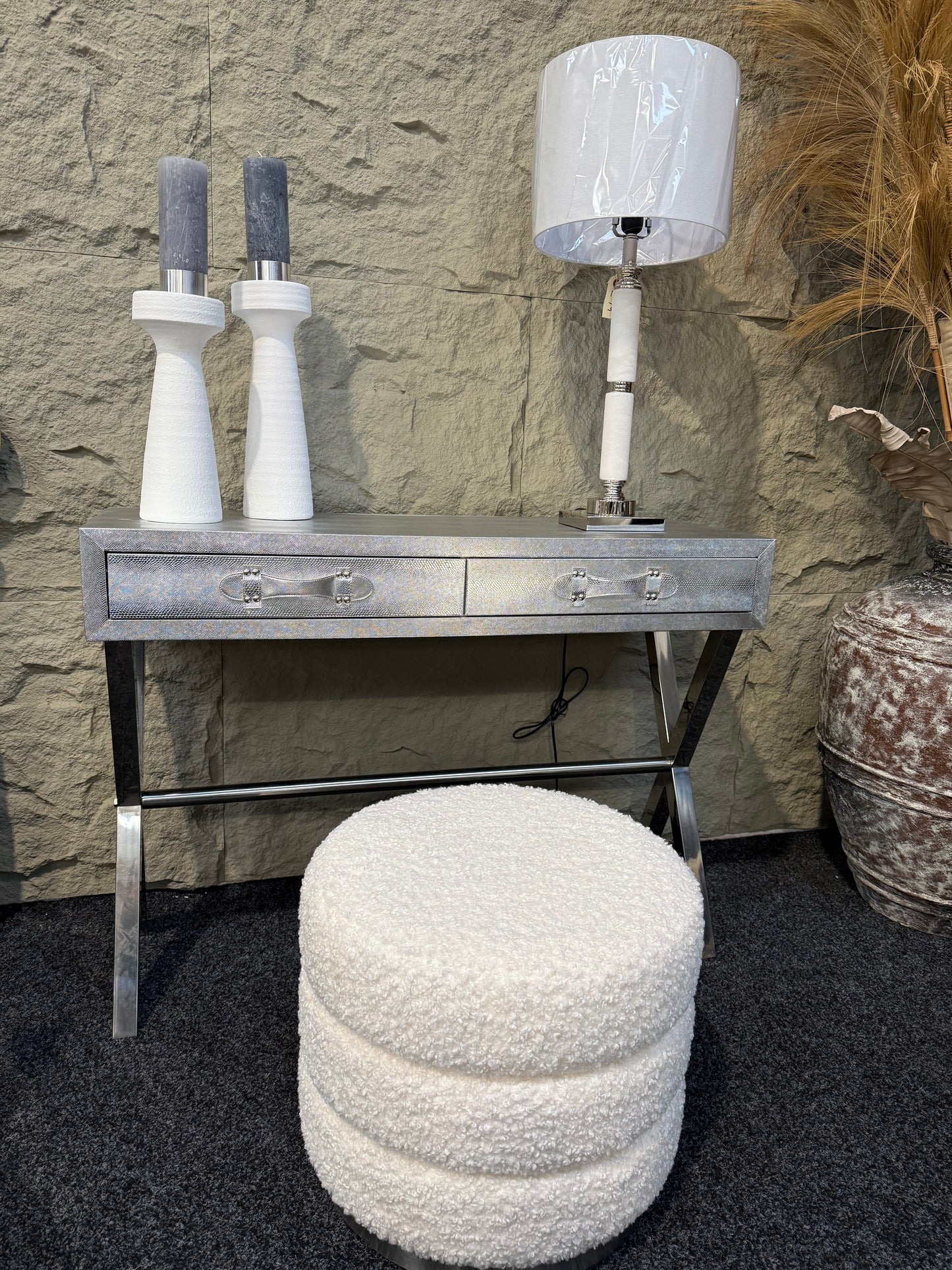 Silver Faux Skin Console/ Desk Table