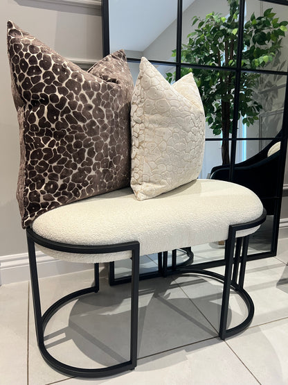 White Boucle Bench 80cm