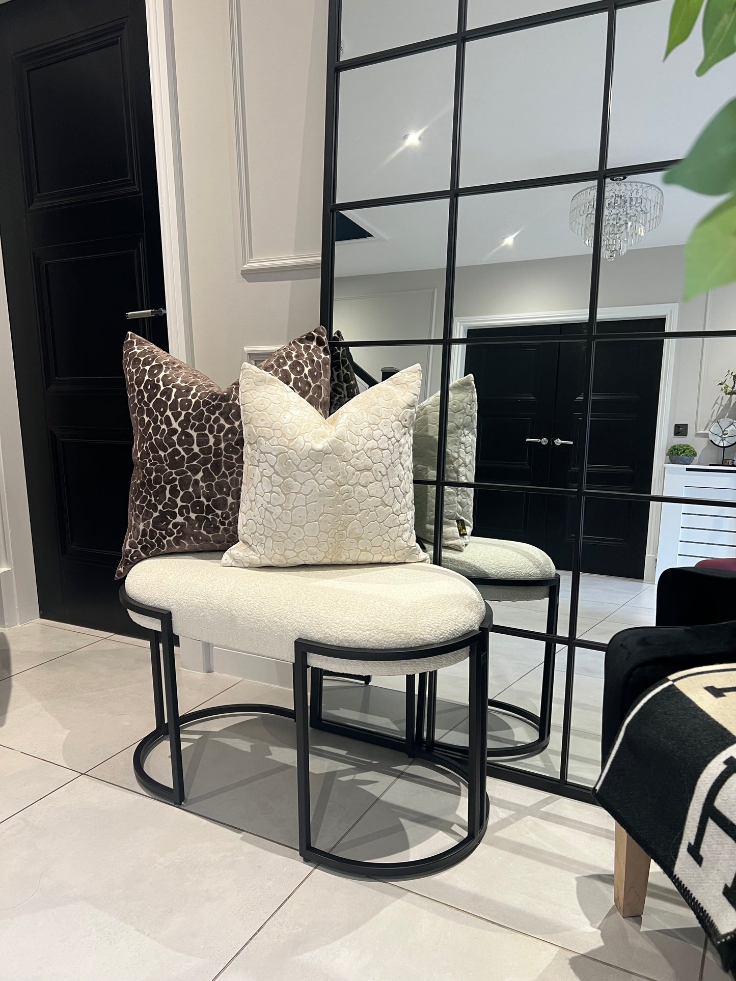 White Boucle Bench 80cm