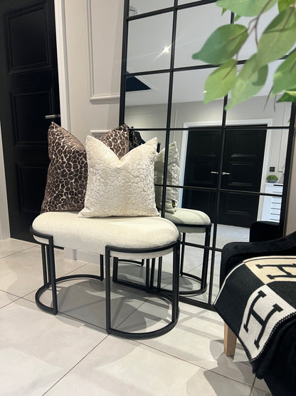 White Boucle Bench 80cm