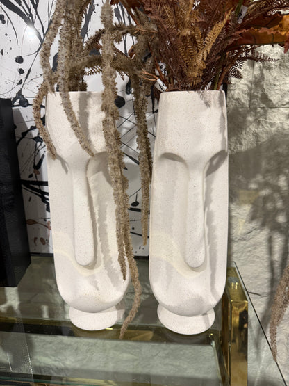 Cream Speckled Face Vase