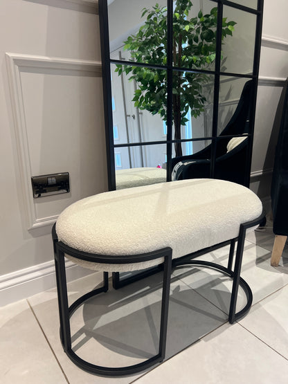 White Boucle Bench 80cm