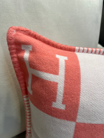 Luxury H Pillow - Pink & White