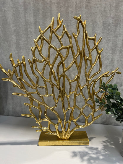 Prato Gold Finish Coral Sculpture