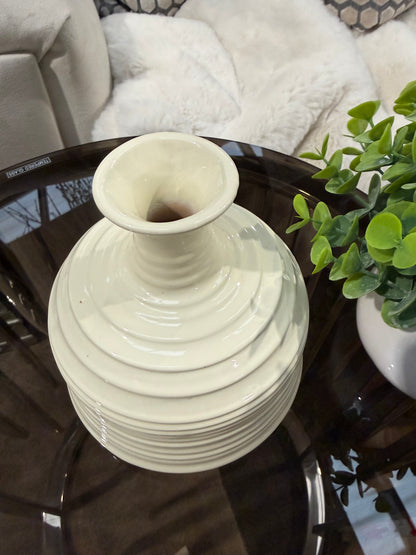 Cream Ribbed Vase