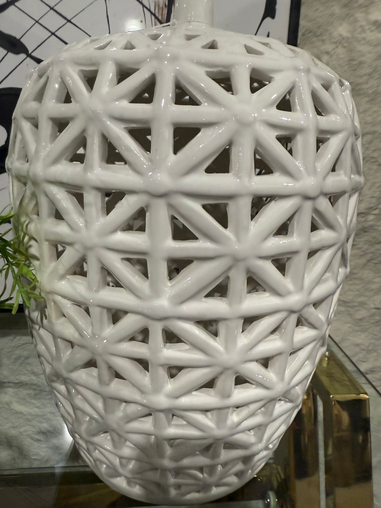 White Lattice Lidded Jar