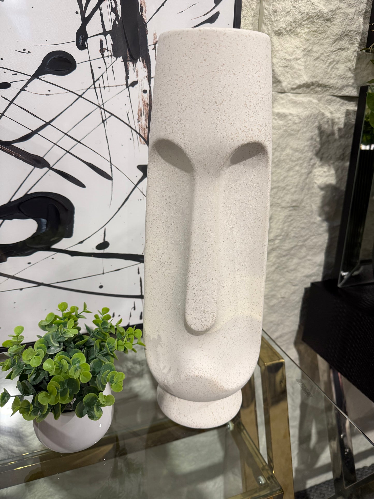 Cream Speckled Face Vase