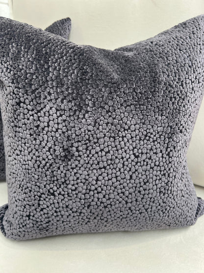 Black Bingham Velvet Cushion 16"