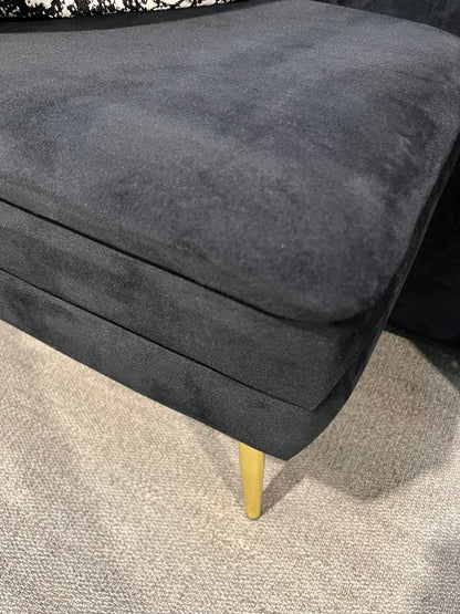 Black Velvet Storage Bench With Gold Legs