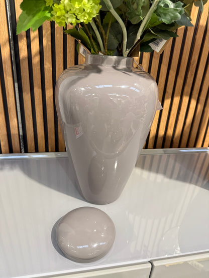 Taupe/ Grey Lidded Urn