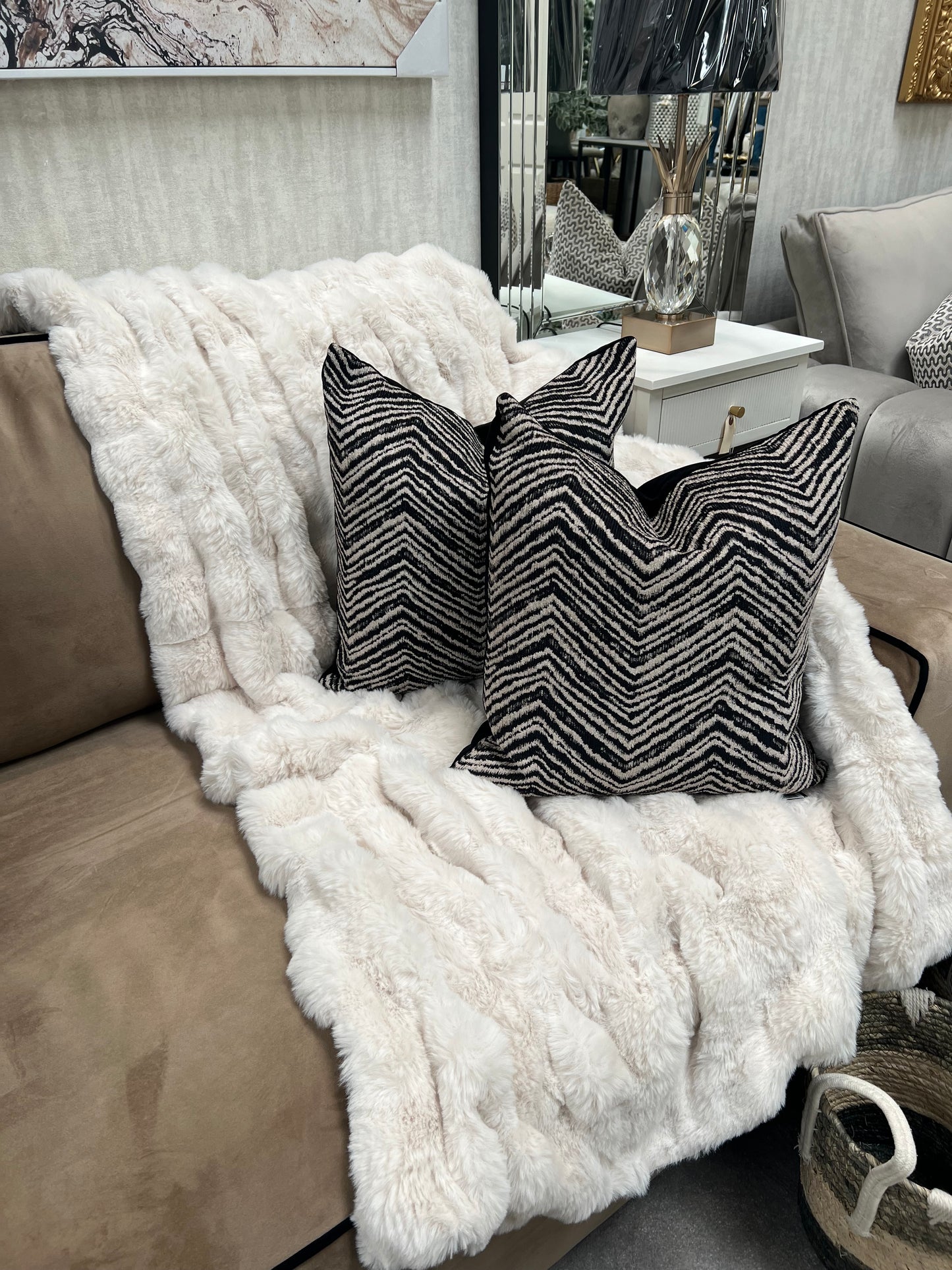 Cream Chunky Ribbed Faux Fur