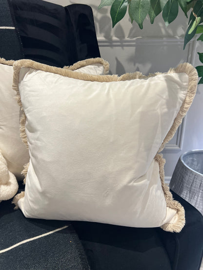 Ivory Fringed Cushion