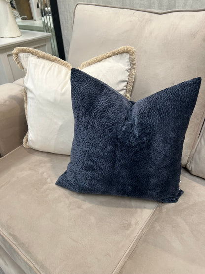 Navy Bingham Velvet Cushion 16"