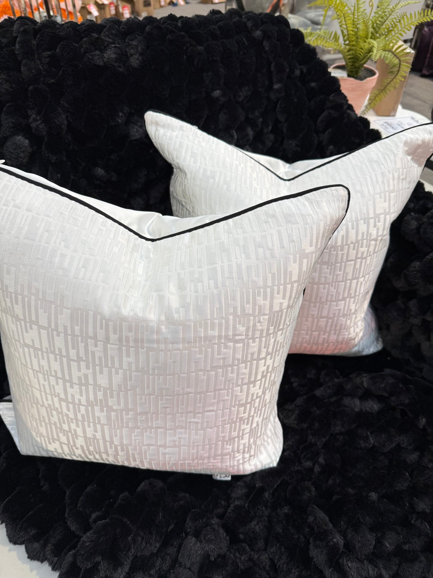 White Geo Cushion