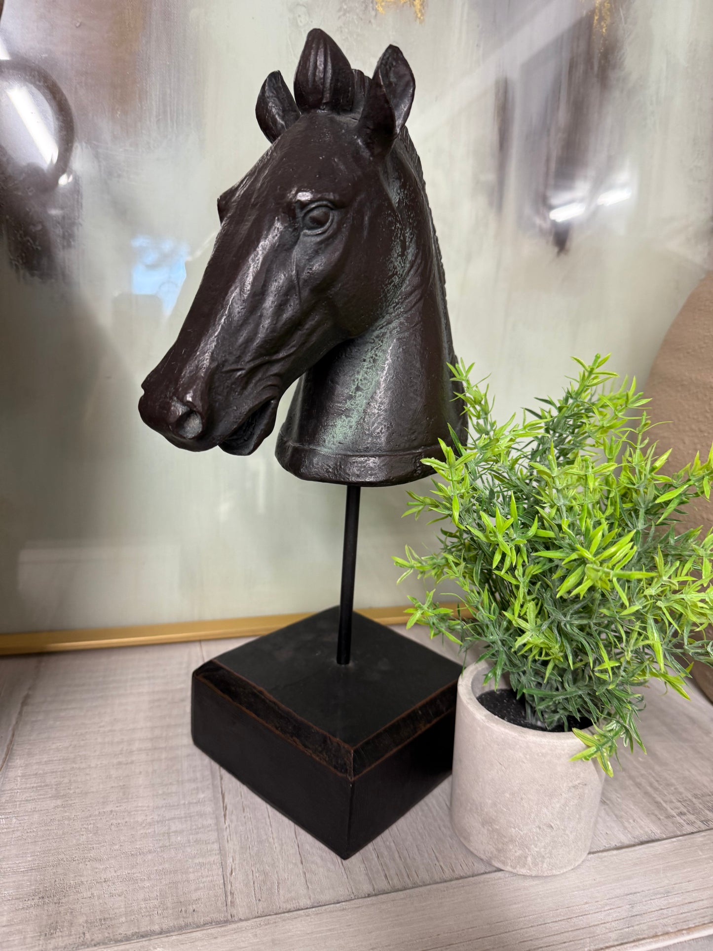 Black Horse Head on Stand