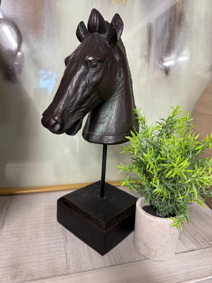 Black Horse Head on Stand