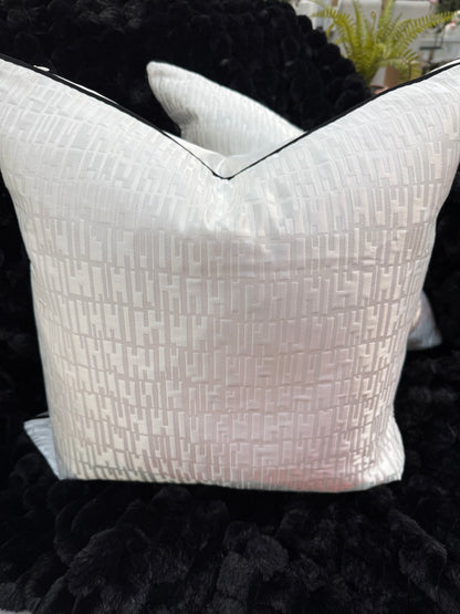 White Geo Cushion