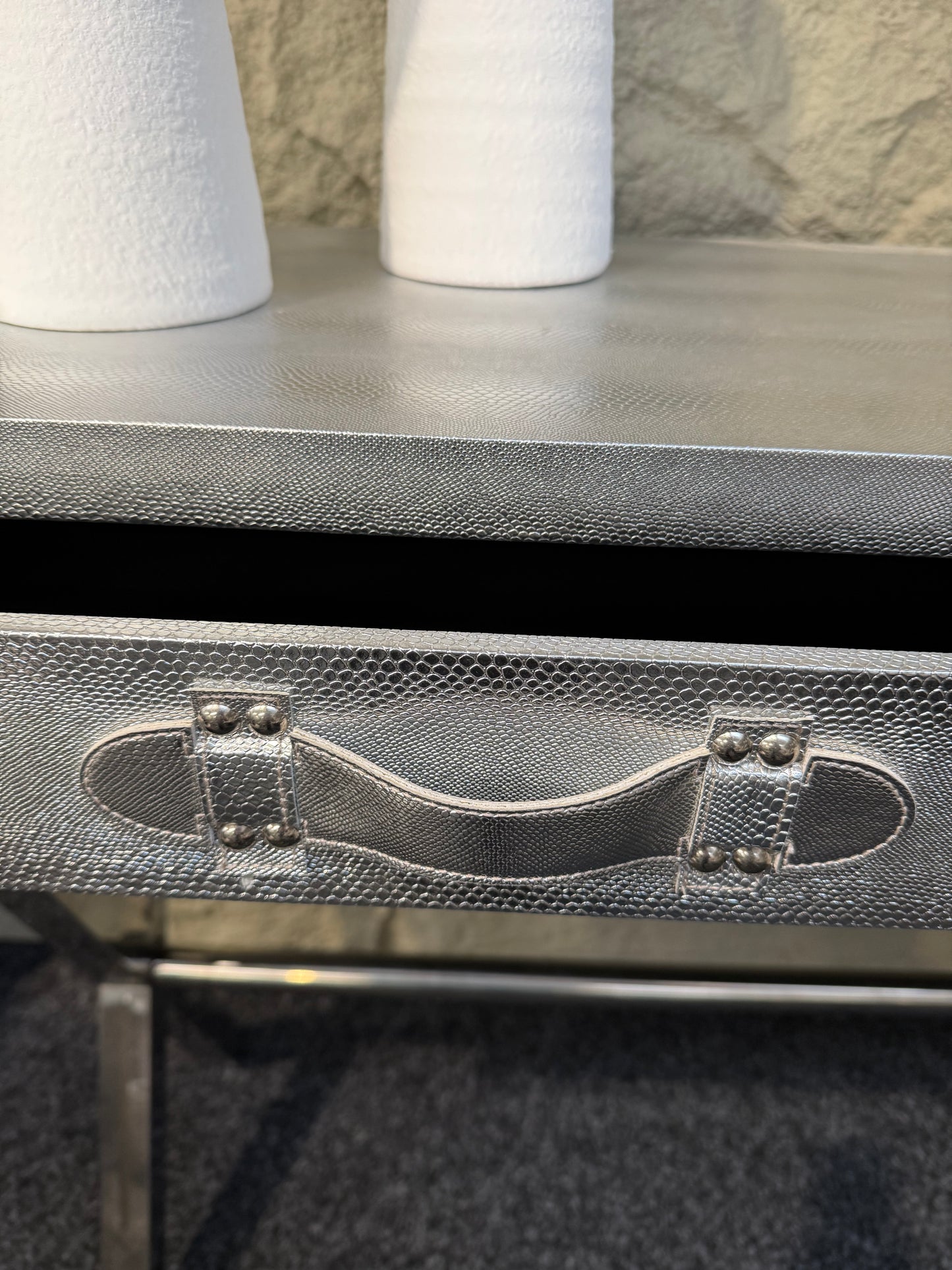 Silver Faux Skin Console/ Desk Table