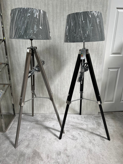 Hollywood Style Wooden Tripod Floor Lamp.