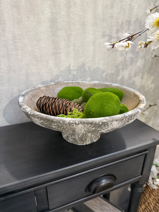 Distressed Footed Cement Bowl