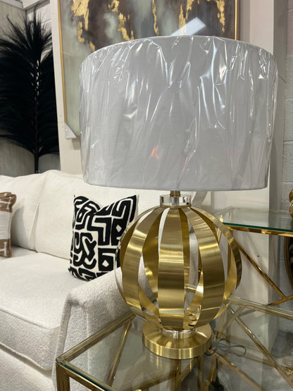 Gold Metal Lamp with White Shade