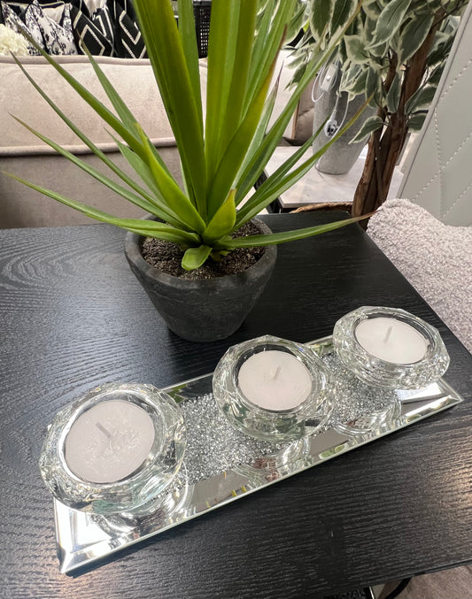 Mirrored Crystal Tea Lite Holder