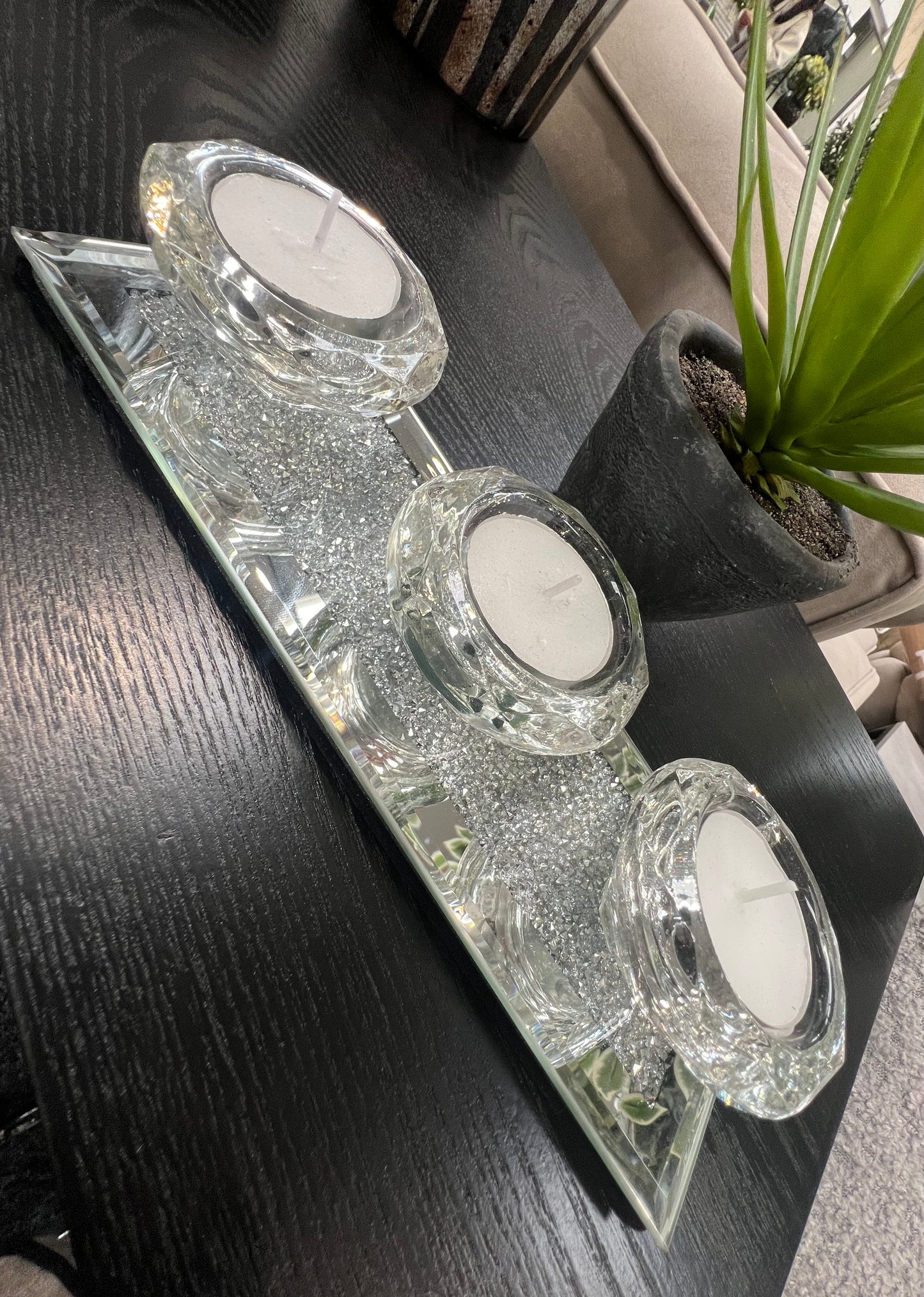 Mirrored Crystal Tea Lite Holder