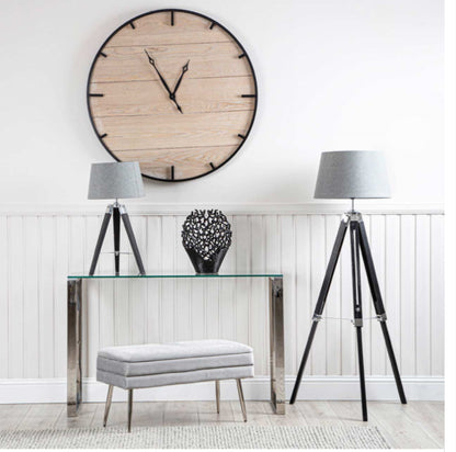 Natural And Black Wall Clock