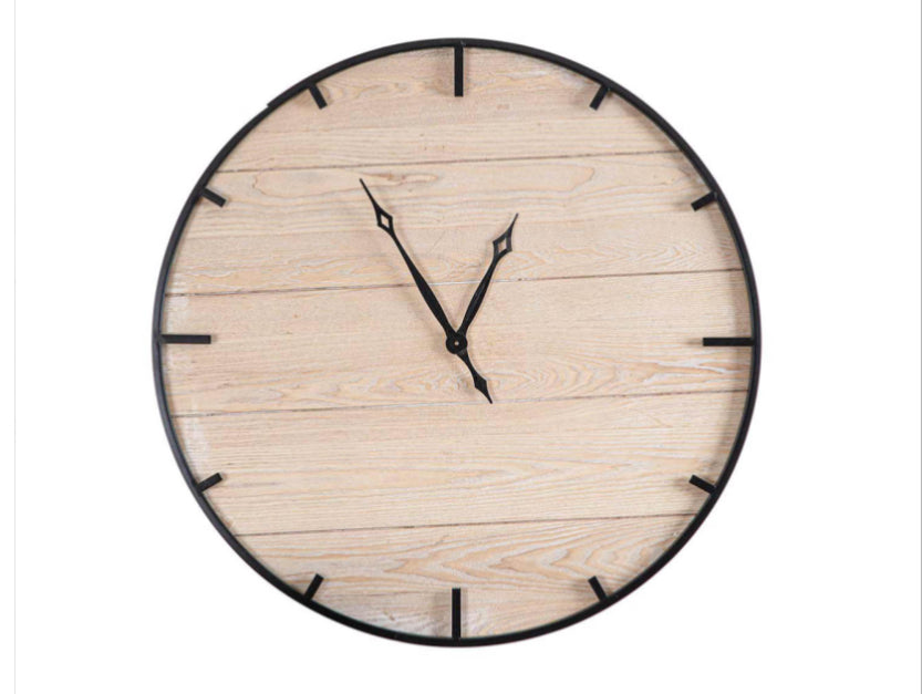 Natural And Black Wall Clock