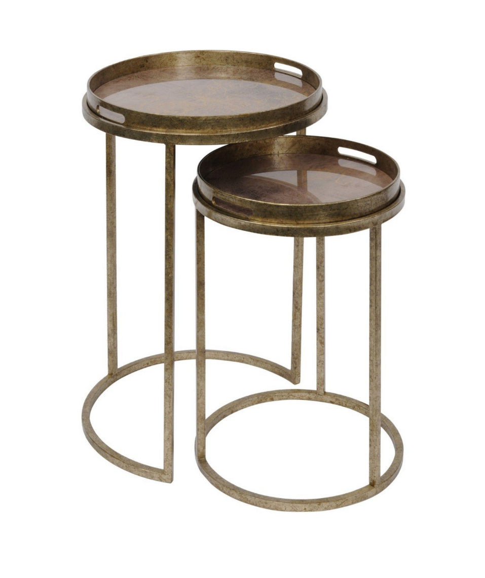 Venice Antique Gold Set of 2 Side Tray Tables