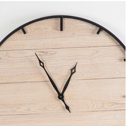 Natural And Black Wall Clock