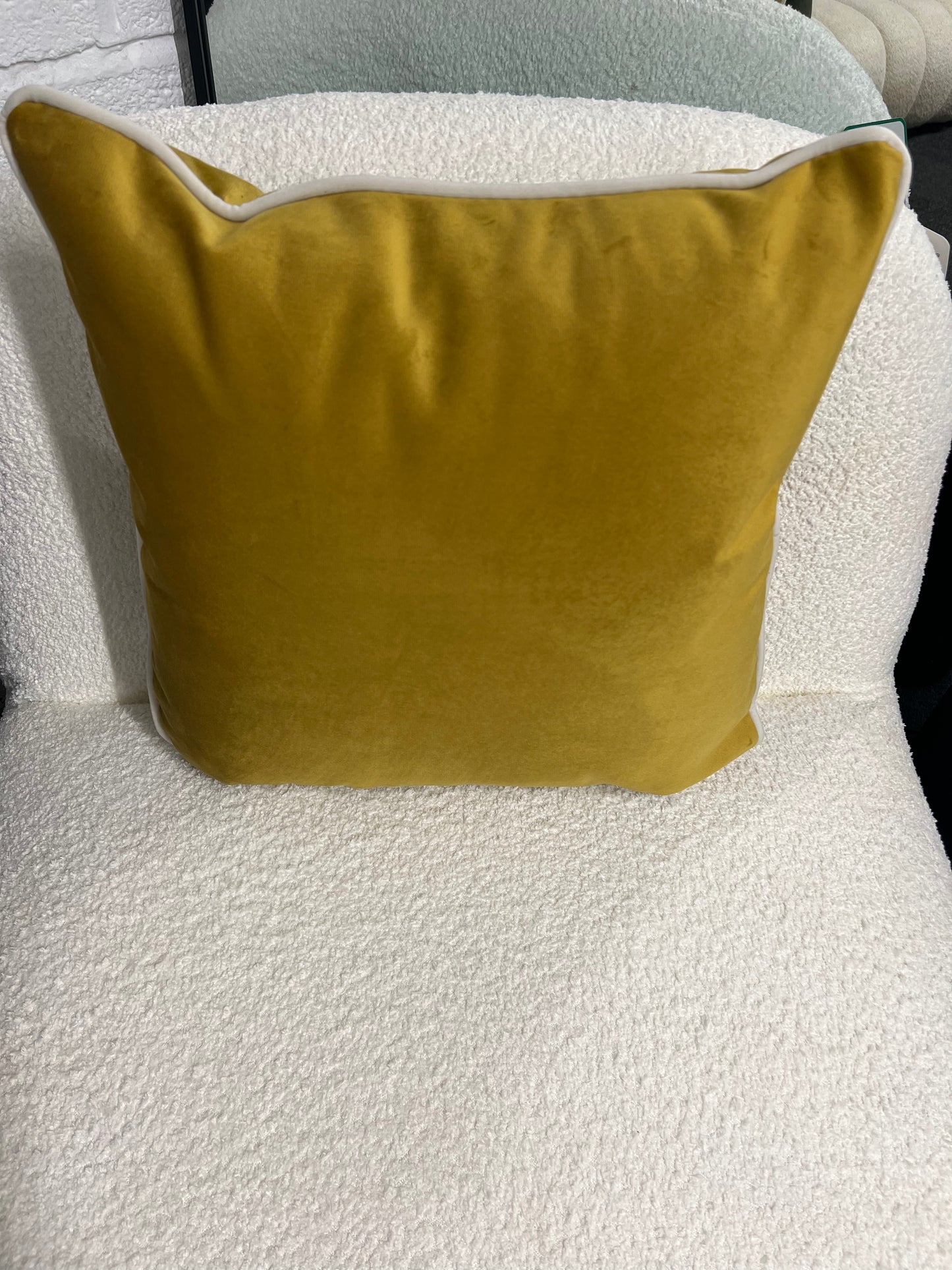 Mustard & Cream Piped Cushion