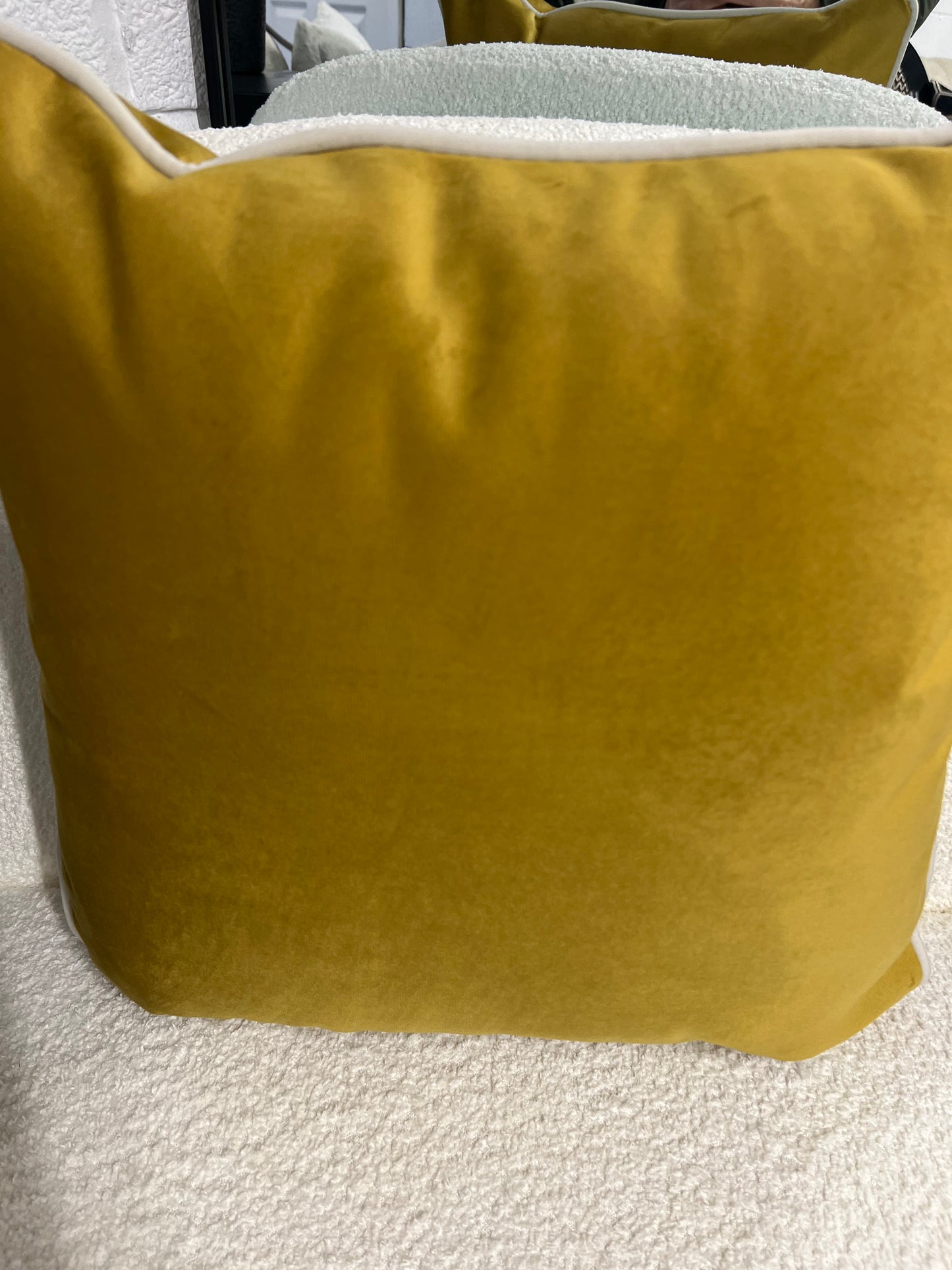 Mustard & Cream Piped Cushion