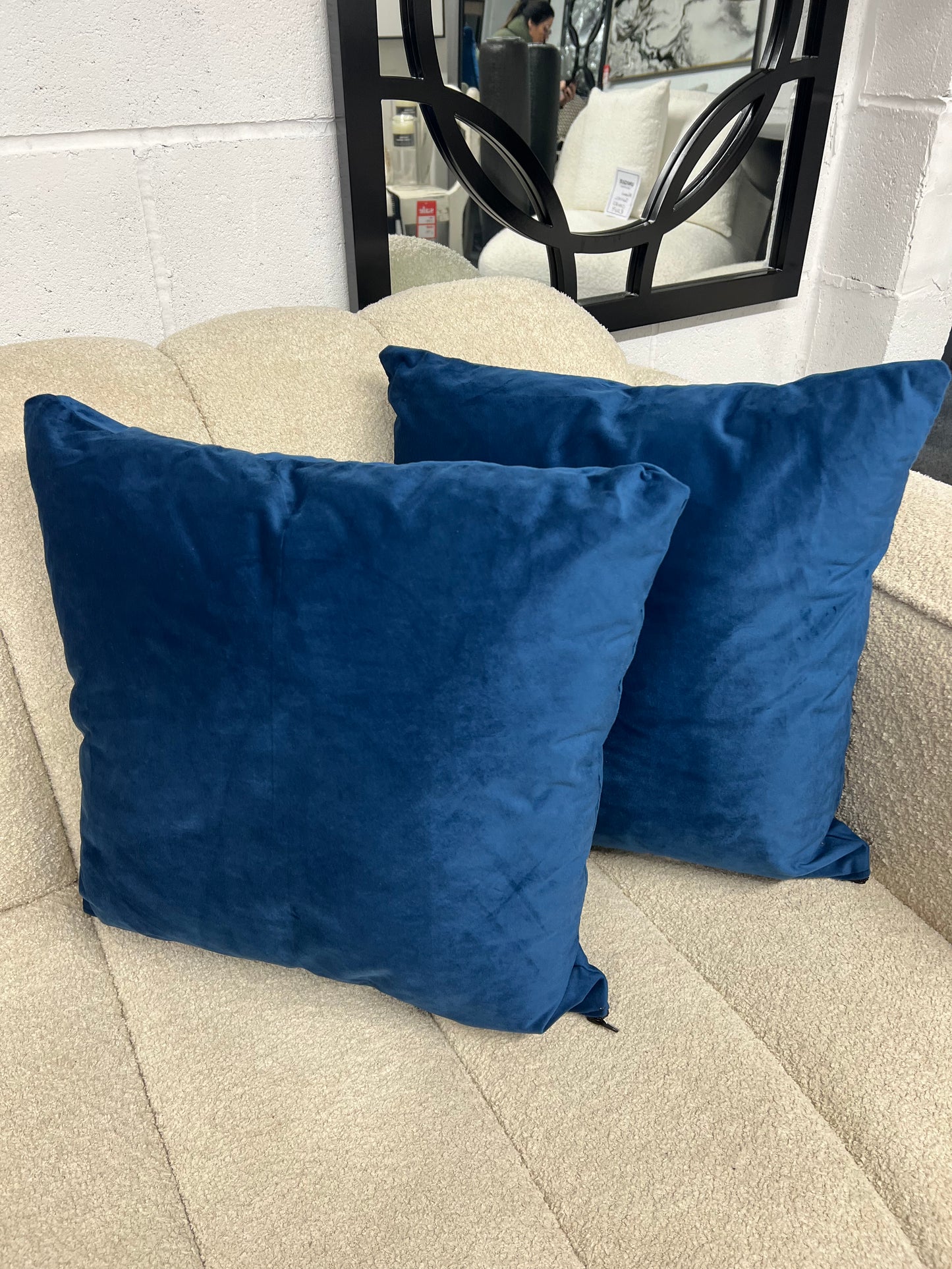 Blue Square Velvet Cushion