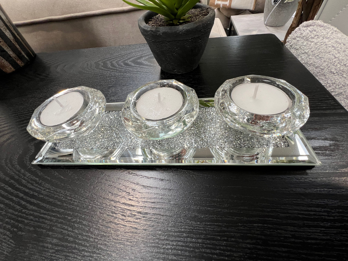 Mirrored Crystal Tea Lite Holder