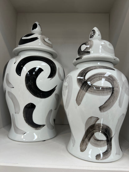 Monochrome Swirl Ginger Jar