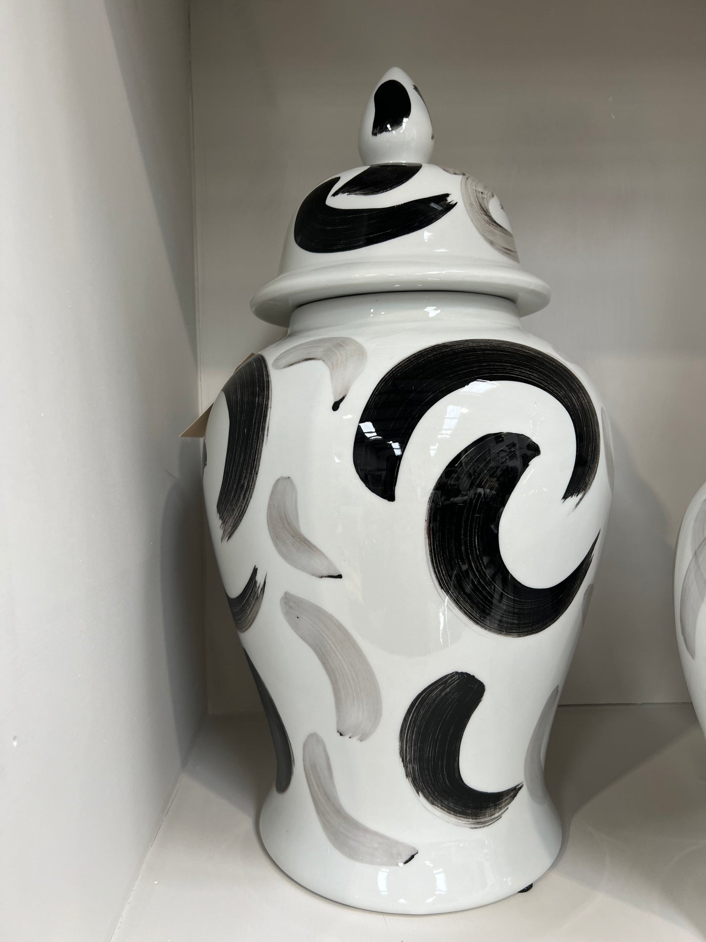 Monochrome Swirl Ginger Jar