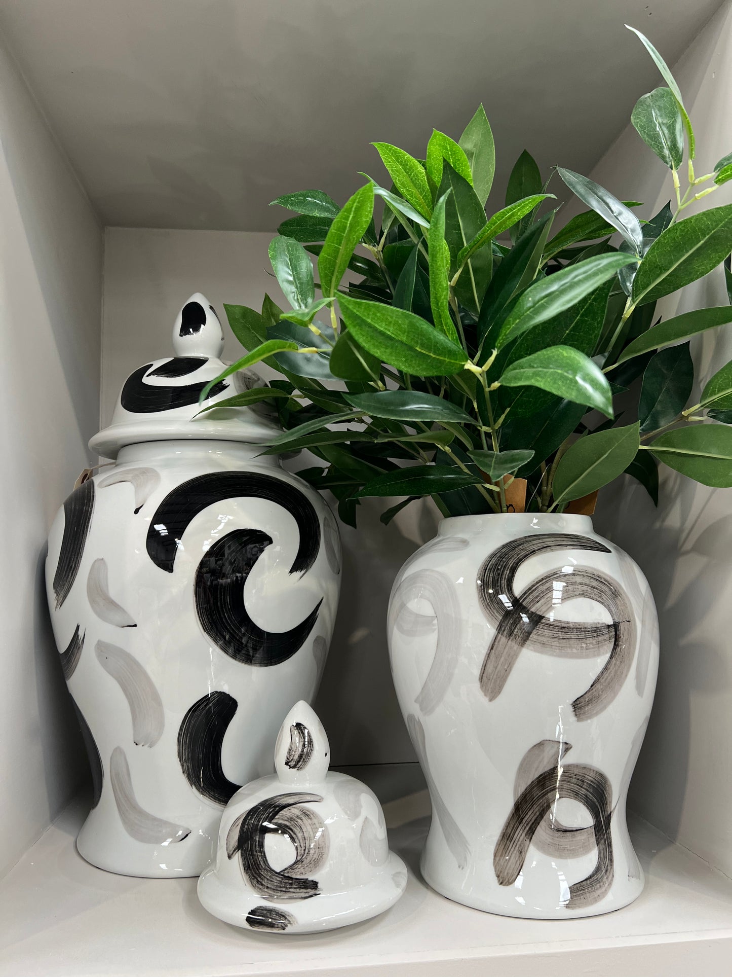 Monochrome Swirl Ginger Jar