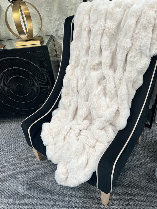 Cream Chunky Ribbed Faux Fur